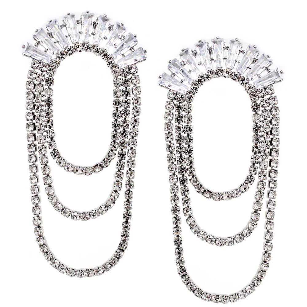 Elegant Silver Drop Earrings M505